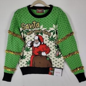 NWT Spencer's Workshop "Santa Has Your Stash" Light-up Sweater Size Medium